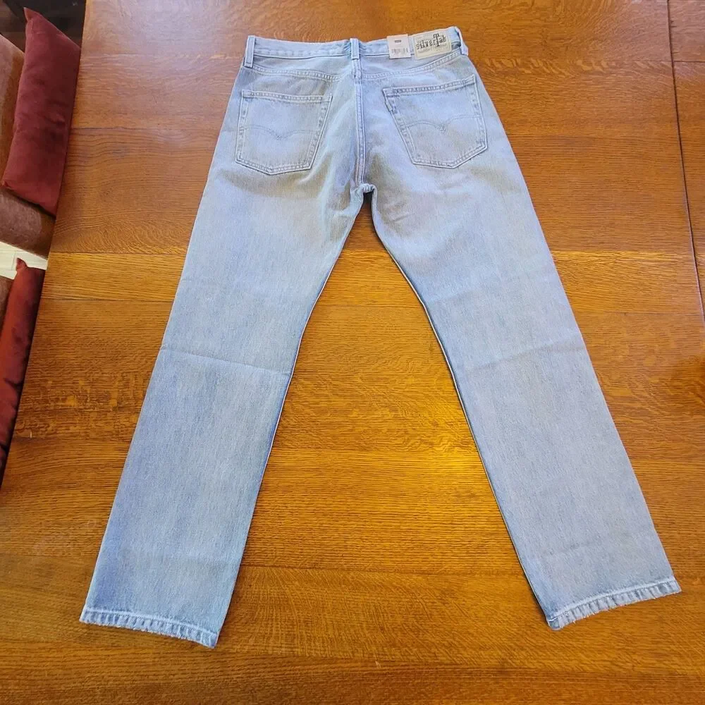 Levi's SilverTab Straight Light Blue Denim Distressed Relaxed Fit Jeans